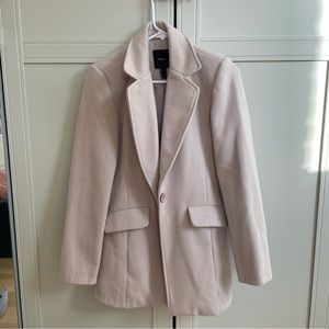 Light Beige Pink One Button Blazer Coat With Two Front Pockets